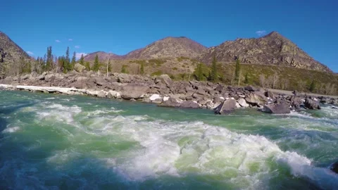 Spring high water on the Katun River Stock Footage 147028599