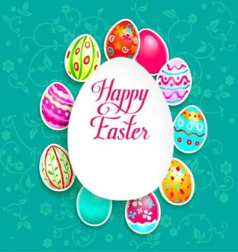 Spring holiday card with eggs Stock Illustration