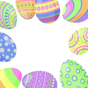 Spring Holiday Easter Eggs Frame, Border イラスト素材