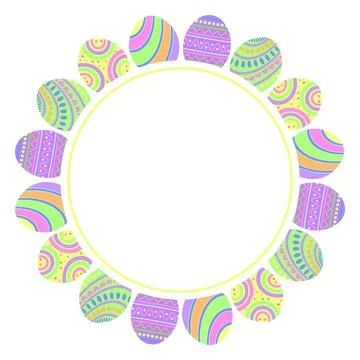 Spring Holiday Easter Eggs Wreath, Frame, Border Ilustración de archivo