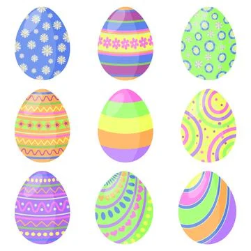Spring Holiday Happy Easter Decorative Eggs Set イラスト素材