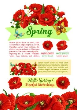 Spring holidays poster with springtime flower Illustrazione stock