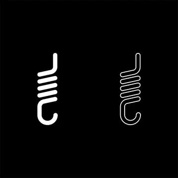 Spring with hook tension extension coil clutch for car suspension set icon wh Stock Illustration