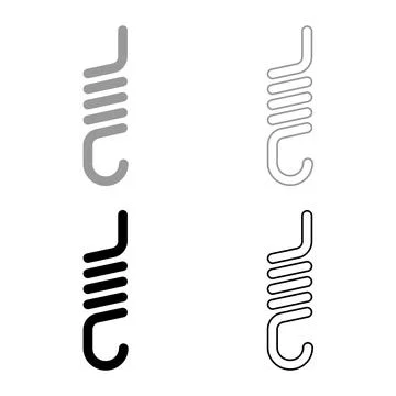 Spring with hook tension extension coil clutch for car suspension set icon gr Stock Illustration
