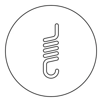 Spring with hook tension extension coil clutch for car suspension icon in cir Stock Illustration