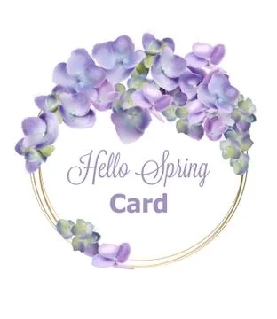 Spring hydrangea wreath Vector watercolor. Romantic floral invitation or gree 스톡 일러스트