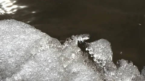 In spring, the ice and snow melt, the ice melts and everything recovers Video stock 233683512
