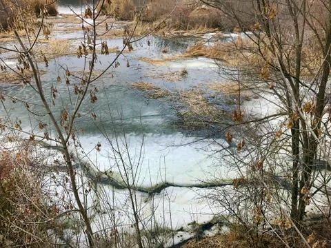 Spring ice drift on the river. Stock Photos