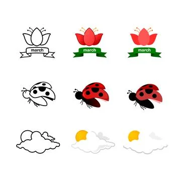 Spring icon set AD296 Stock Illustration