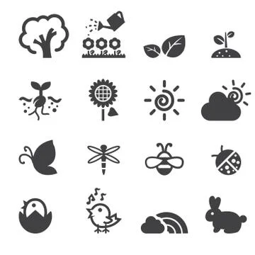 Spring icon set Stock Illustration