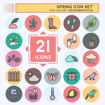 Spring Icon Set. suitable for Spring symbol. color mate style. simple design  Stock Illustration