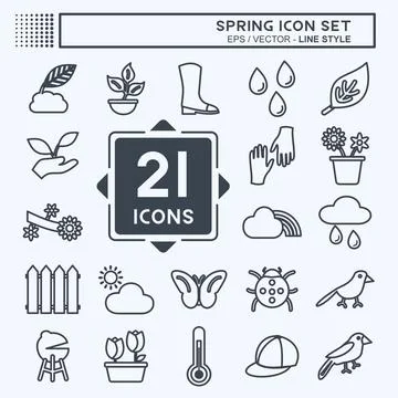 Spring Icon Set. suitable for Spring symbol. line style. simple design editab Stock Illustration