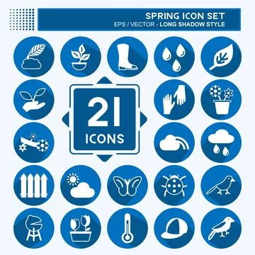 Spring Icon Set. suitable for Spring symbol. long shadow style. simple design Stock Illustration