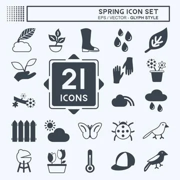 Spring Icon Set. suitable for Spring symbol. glyph style. simple design edita Stock Illustration