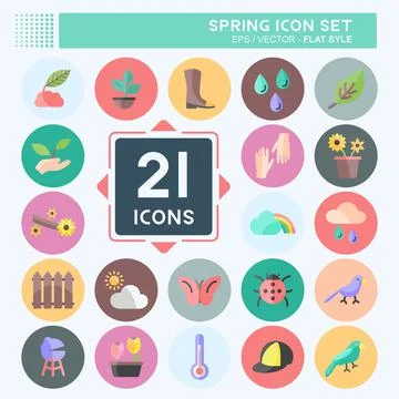 Spring Icon Set. suitable for Spring symbol. flat style. simple design editab Stock Illustration