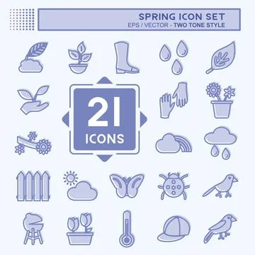 Spring Icon Set. suitable for Spring symbol. two tone style. simple design ed Stock Illustration