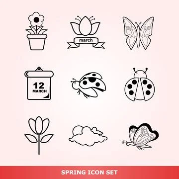 Spring icon set vector AD298 Stock Illustration