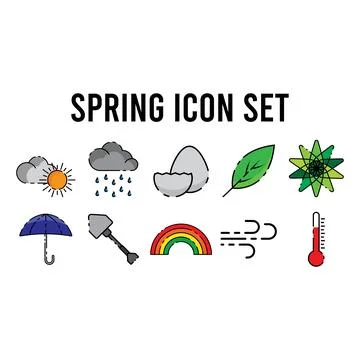 Spring icon set vector Stock Illustration