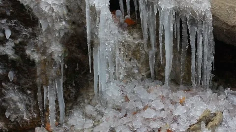 Spring Icy waterfall Stock Footage 49490230