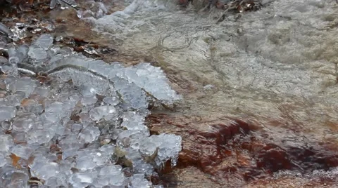 Spring Icy waterfall Stock Footage 49490381