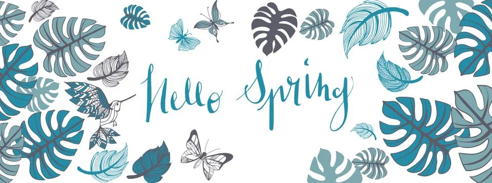 Spring illustrations banner Stock Illustration