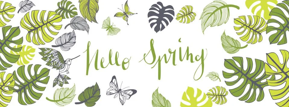 Spring illustrations banner Stock Illustration