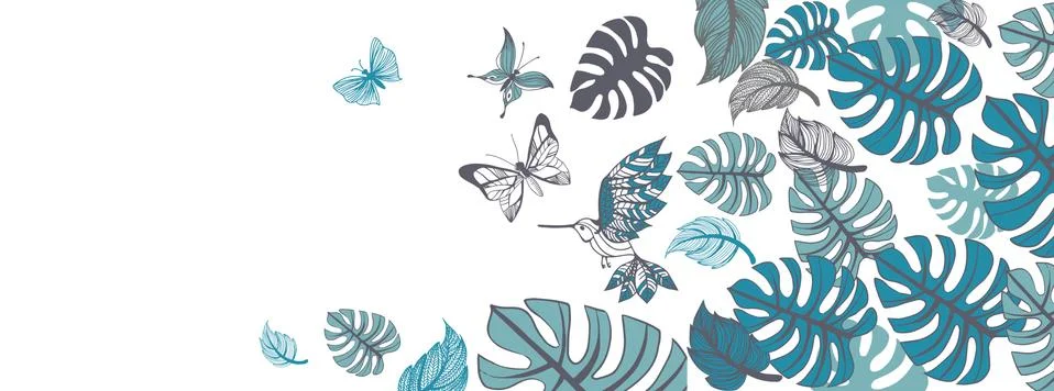 Spring illustrations banner Stock Illustration