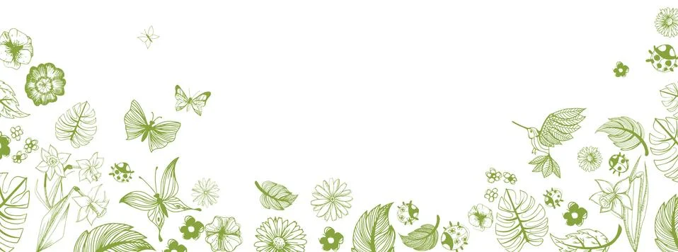 Spring illustrations banner Stock Illustration