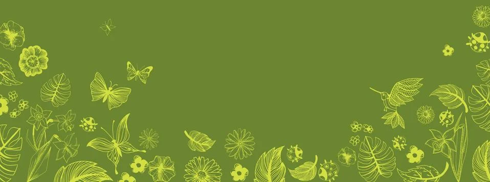 Spring illustrations banner Stock Illustration