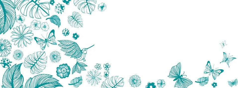 Spring illustrations banner Stock Illustration