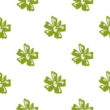 Spring isolated seamless pattern with doodle green abstract flower bud elemen Illustrazione stock