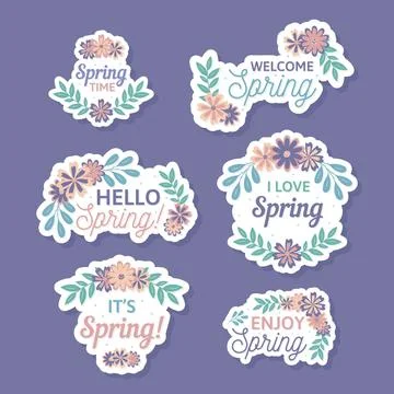 Spring label collection theme Stock Illustration