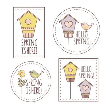 SPRING LABELS Cartoon Vector Illustration Business Complete Illustrazione stock