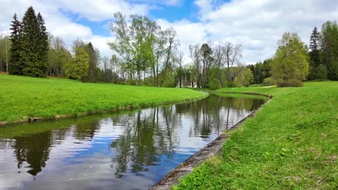Spring landscape in a beautiful park. Slowmotion Stock Footage 338127907