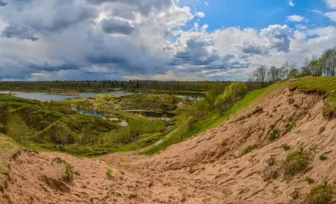 Spring landscape of a closed sand pit. Foto stock