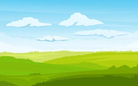Spring landscape with a dawn, an elongated format for the convenience of using Stock Illustration