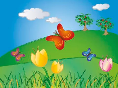 Spring landscape Stock Illustration