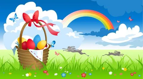 Spring landscape Stock Illustration