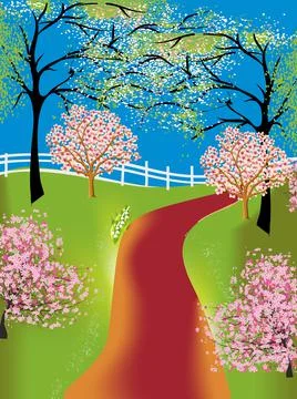 Spring landscape, Stock Illustration
