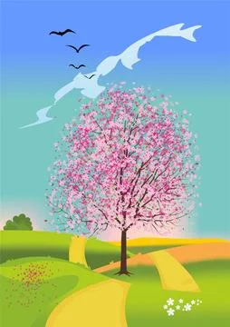 Spring landscape Stock Illustration