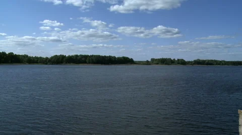 Spring landscape - lake and forest on shore Stock Footage 67559915