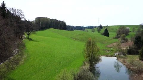 Spring landscape with pond Video stock 23120442