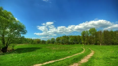 Spring landscape with a rural road. HDR timelapse. Stock Footage 10985525