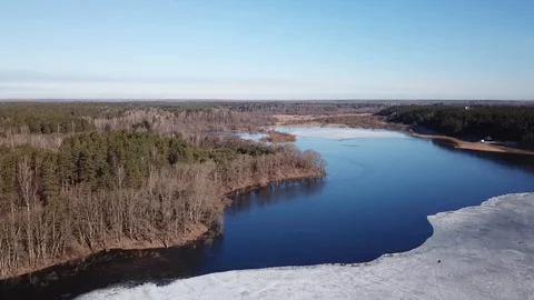 Spring landscape of Shevino Lake Stock Footage 105449950