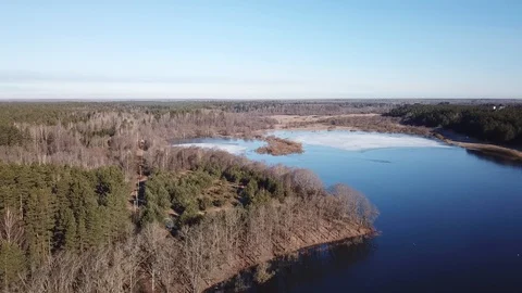 Spring landscape of Shevino Lake Stock Footage 105449953