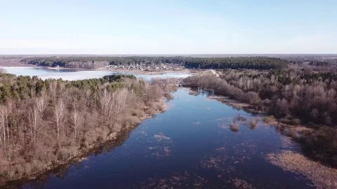 Spring landscape of Shevino Lake 스톡 동영상 105451070