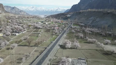 Spring Landscape of Skardu, Gilgit-Baltistan Pakistan Stock Footage 345584412