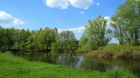 Spring landscape of small rivers. Stock Footage 10982961