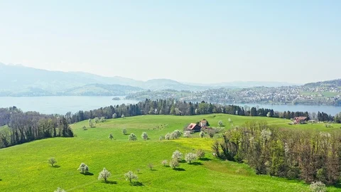 Spring landscape. The top of Pilatus Mountain. Stock Footage 128712872