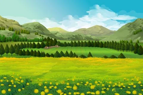 Spring landscape vector background Stock Illustration